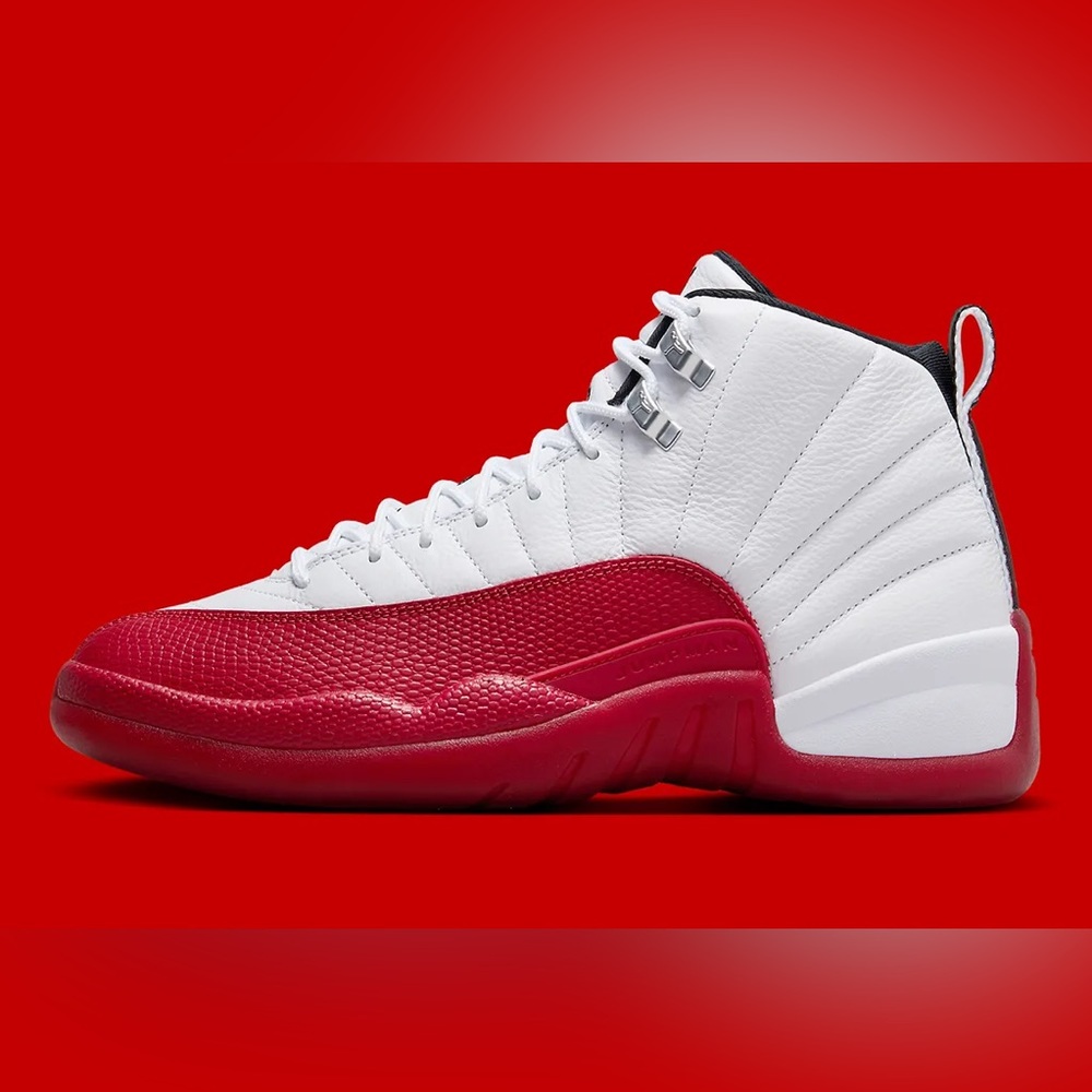 AIR RETRO JORDAN 12 CHERRY white black varsity red CT8013-116 size 8 - 14 - Picture 2 of 10